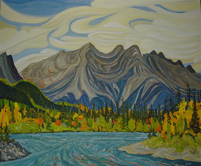 Cascade Mountain, Canmore Alberta. 30x42 Oil on Canvas--Sold