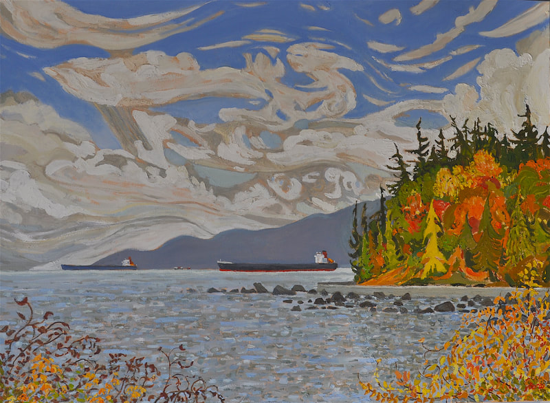 English Bay from Stanley Park, Vancouver B.C. Oil on Canvas 36x48 Inches--Sold